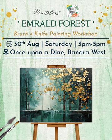 30th Aug - 'Emerald forest' knife+brush painting