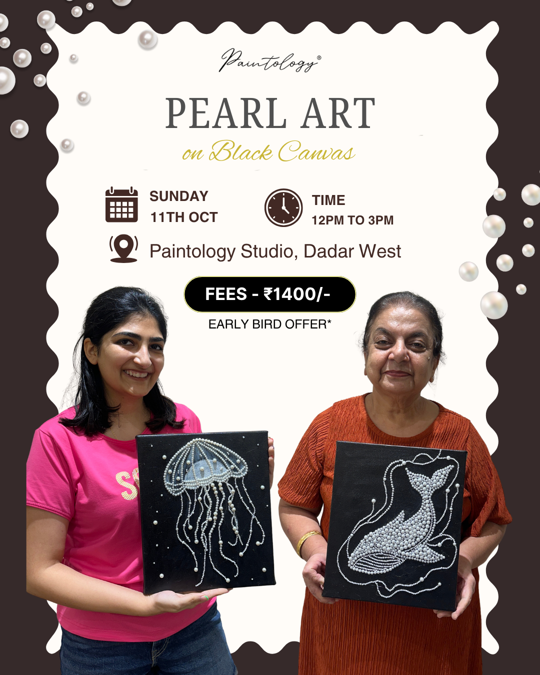 11th Oct - 'Pearl Art' Black canvas.