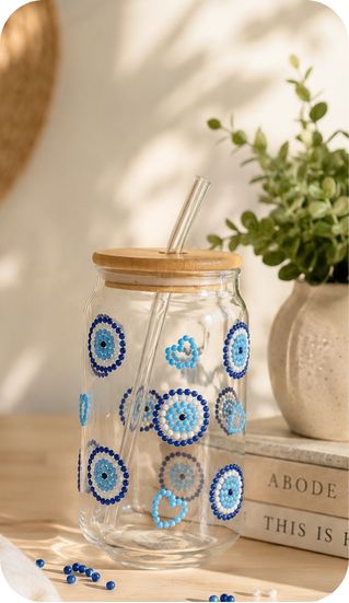 ‘Evil Eye’ Glass Jar Bedazzle DIY Kit
