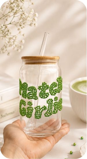 ‘Matcha Girlie’ Glass Jar Bedazzle DIY Kit