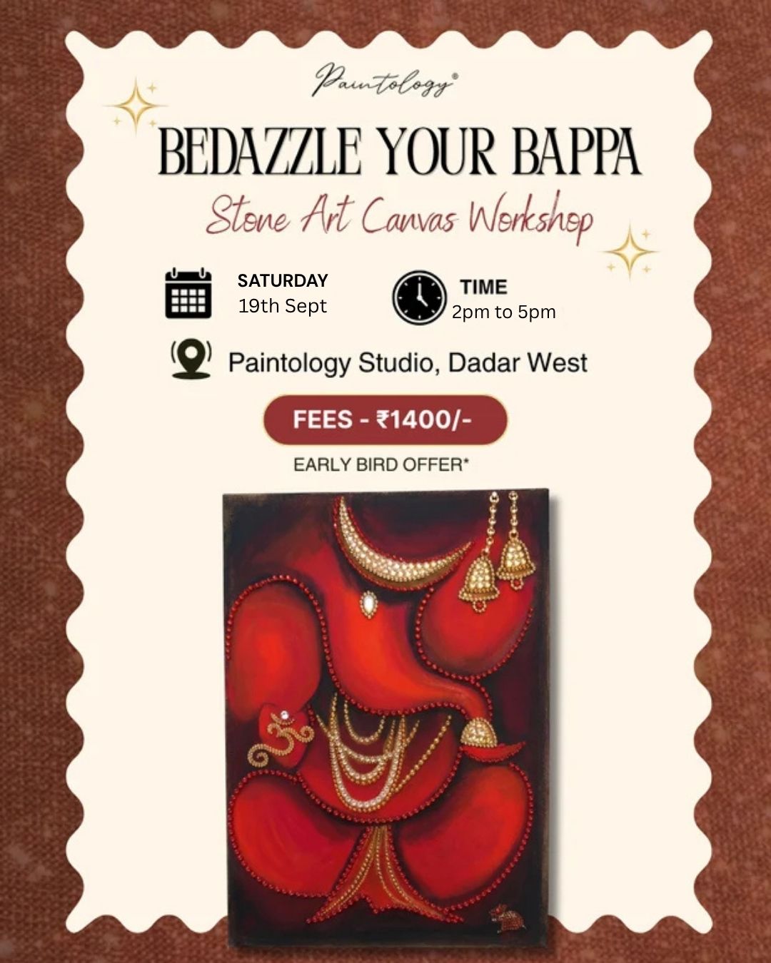 19th Sept - 'Bedazzle your Bappa' canvas brush painting