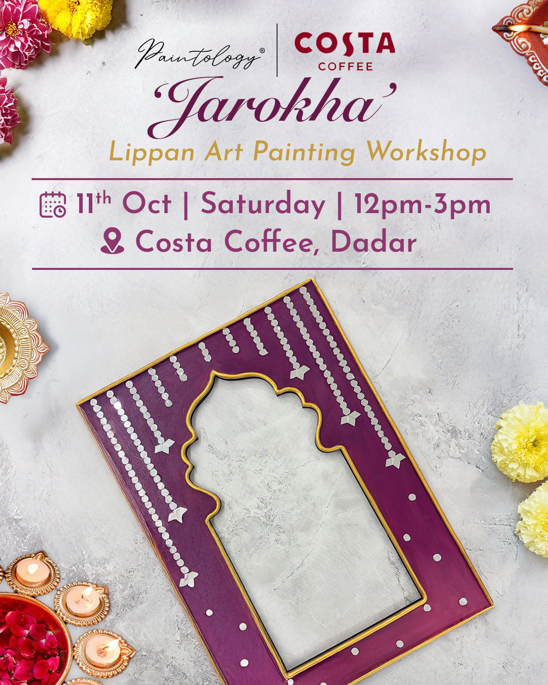 11th October - ‘Jarokha’ lippan art (Diwali special)