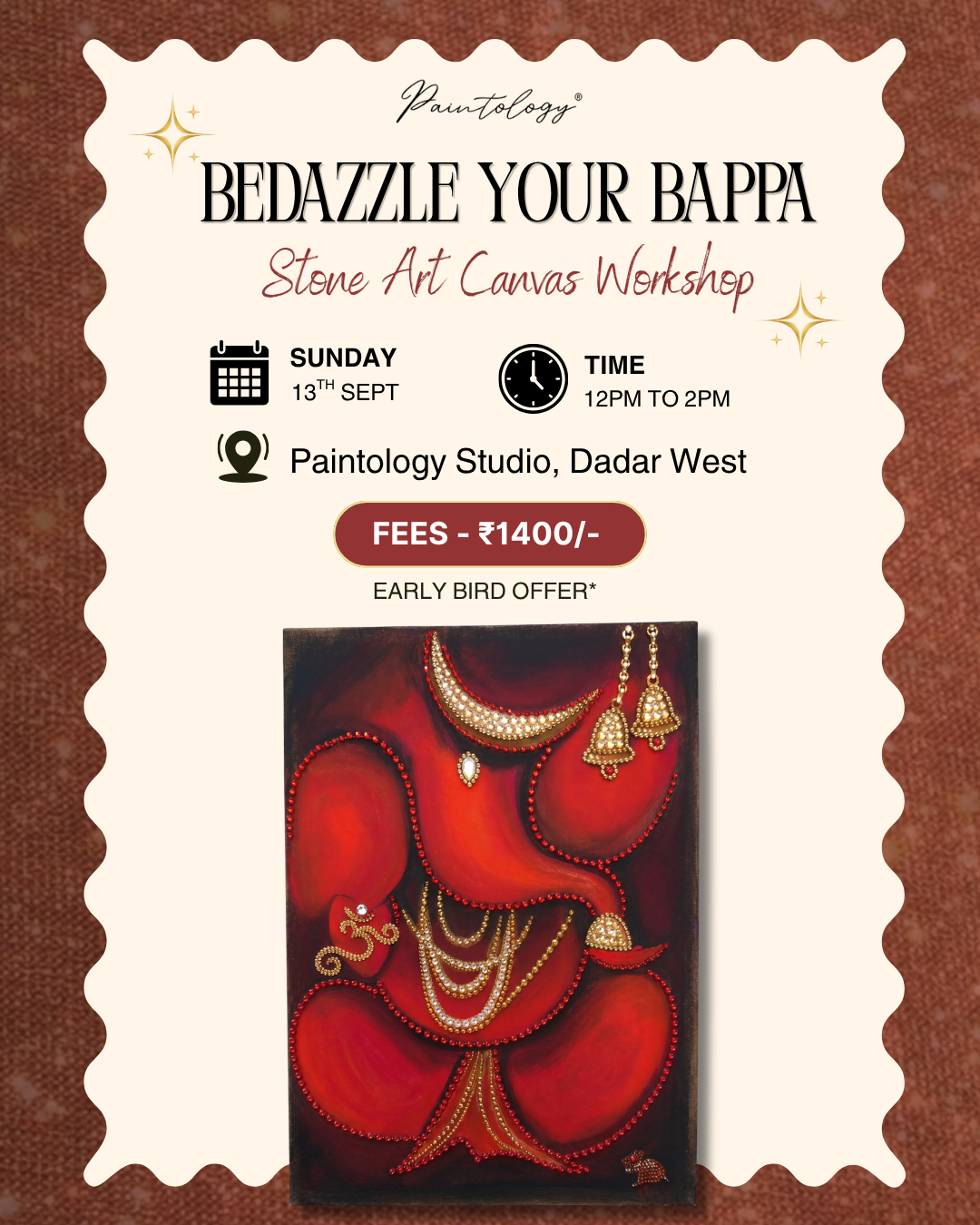 13th Sept - 'Bedazzle your Bappa' canvas brush painting