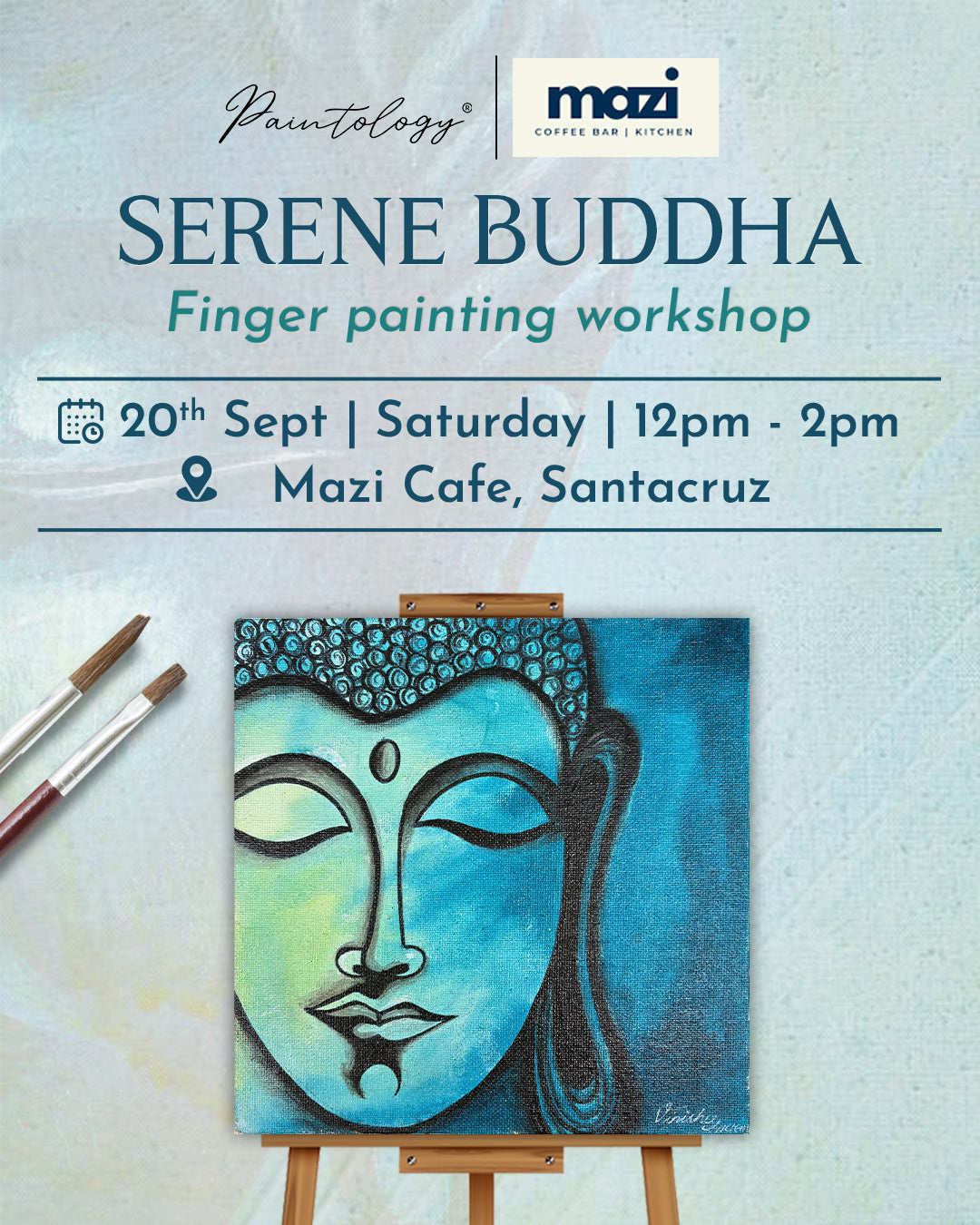 20th sept - Buddha - canvas brush painting.