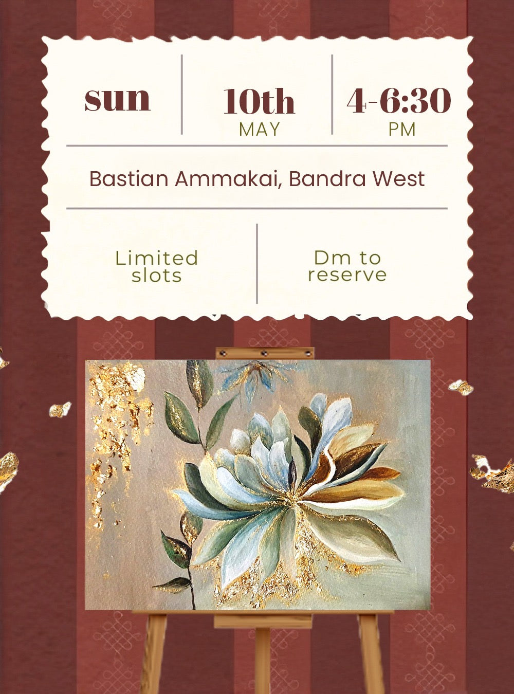 10th may - Lotus gold leaf painting - canvas brush