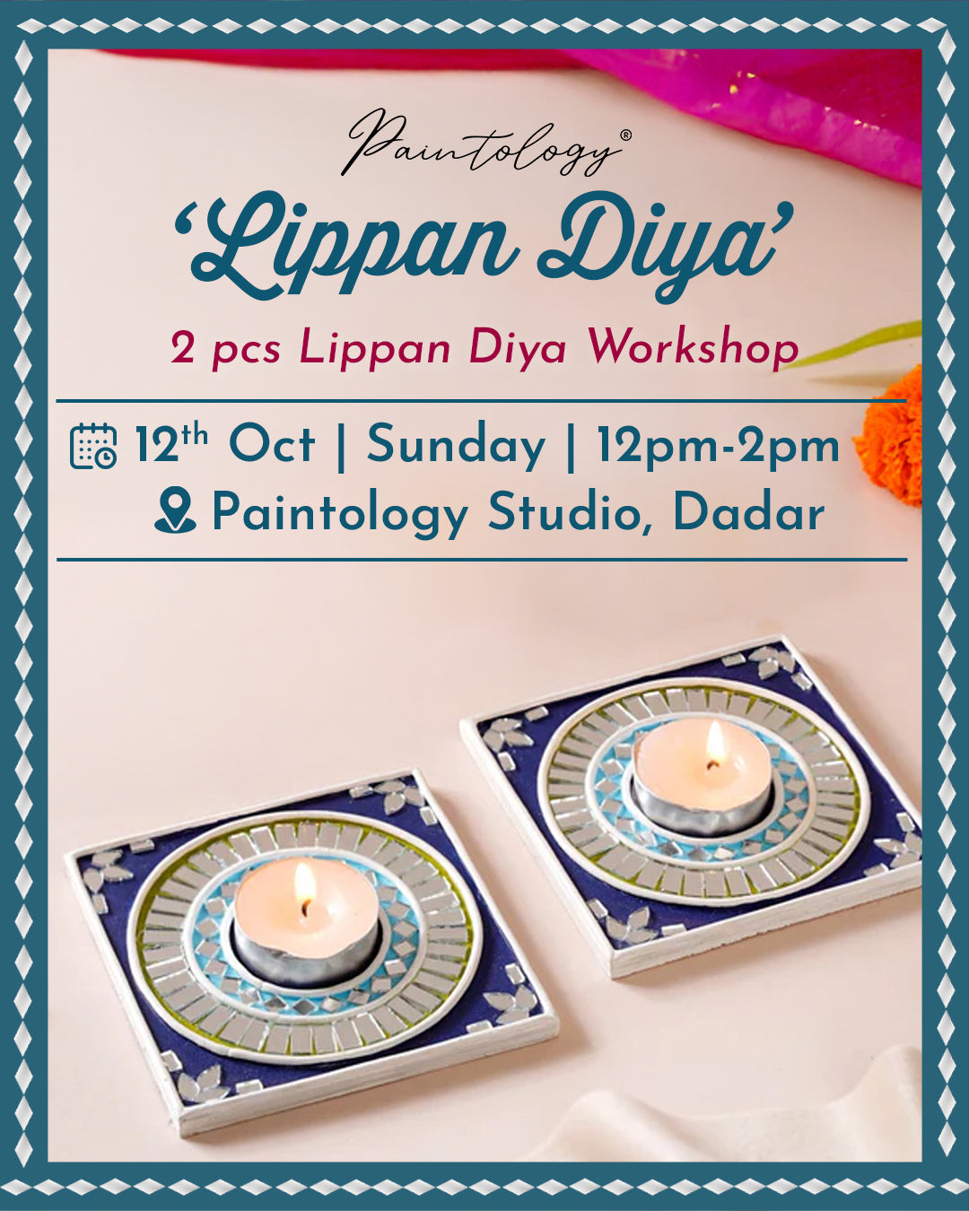12th October - ‘Lippan Diya’ - lippan art painting (Diwali special)