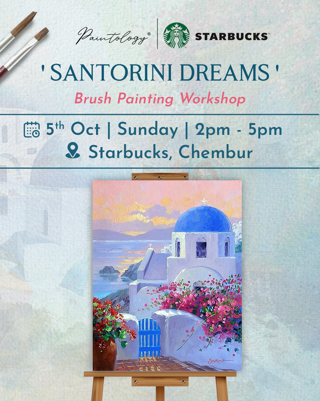 5th October - Santorini dreams - brush painting