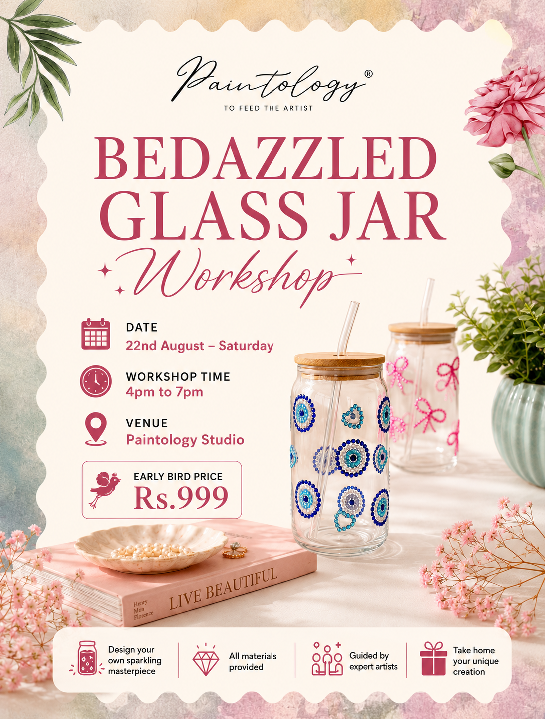 22nd Aug -  Bedazzled Glass Jar Art Workshop