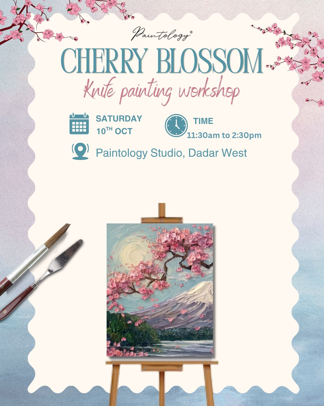10th October - ‘Cherry Blossom’ knife painting workshop - morning batch