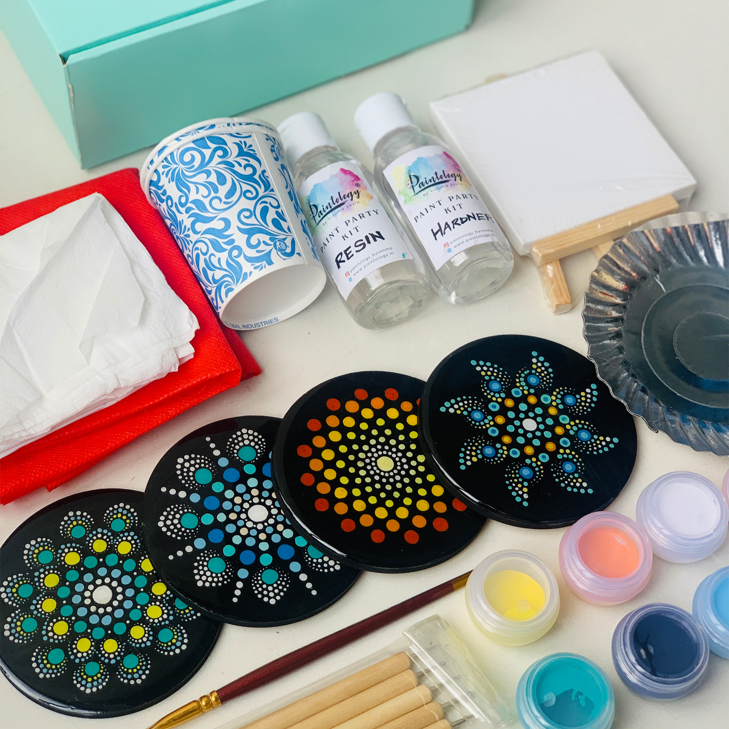 Dot Mandala + Resin Coasters workshop - Paintology